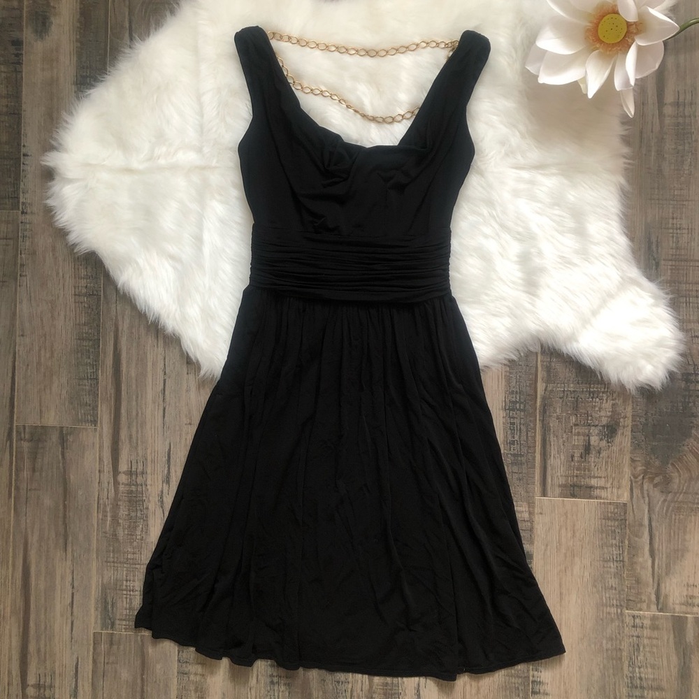 David Meister Scoop Neck Chain Mini Dress